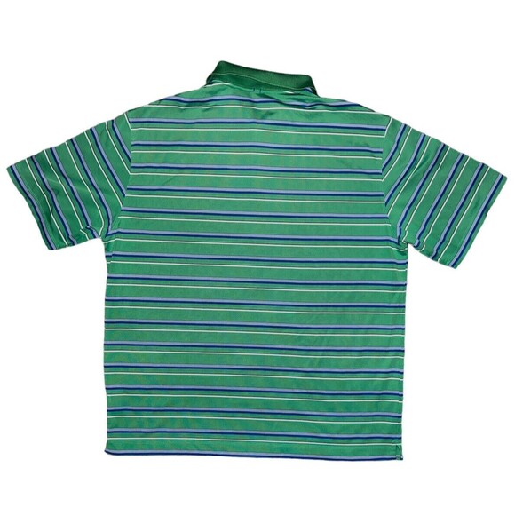 Nike Polo Shirt Mens XL Green Short Sleeve Dri Fit Logo Golf Collared Striped - Picture 2 of 3